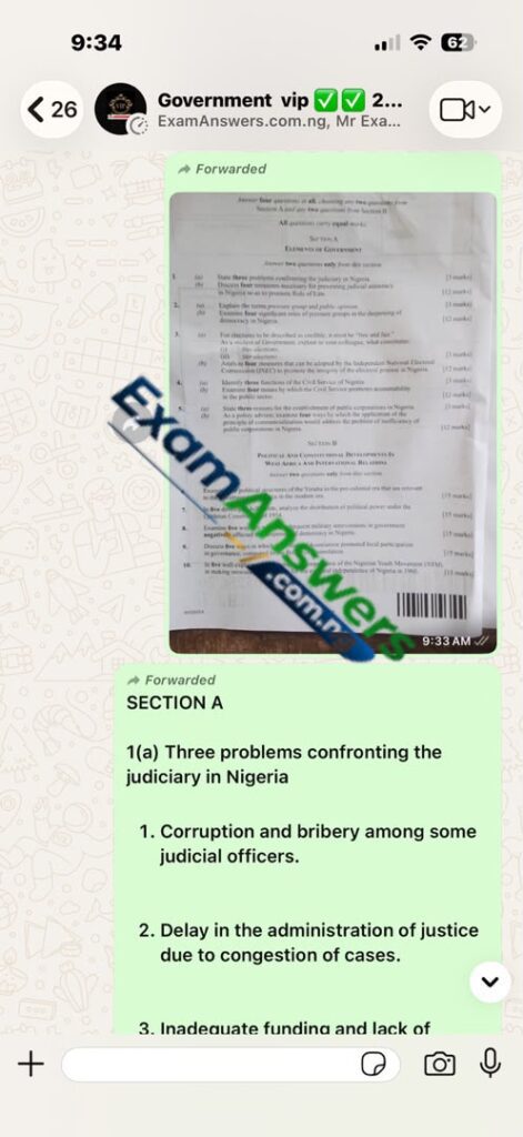 WAEC 2027 Government Expo questions and answers sheet