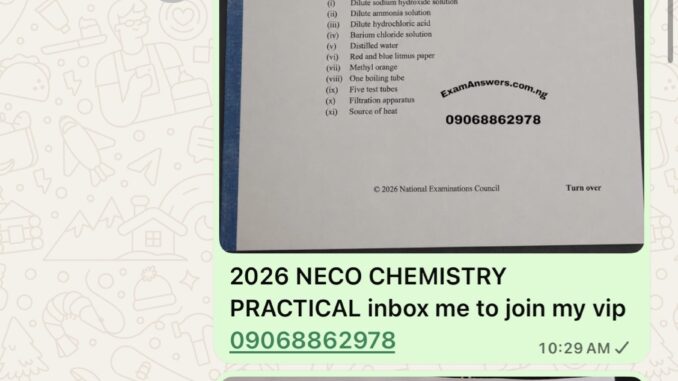 Neco chemistry questions and answers