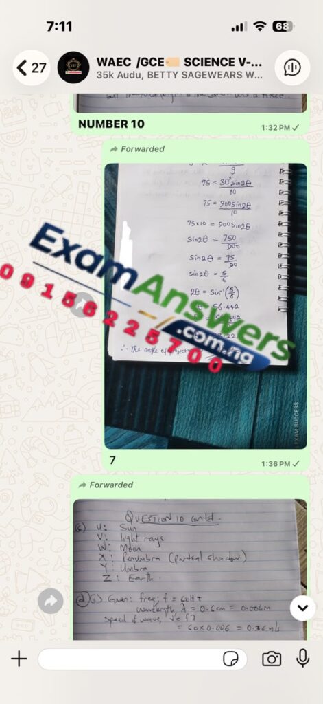 WAEC Physics questions and answers.