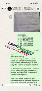WAEC Physics questions and answers sheet.